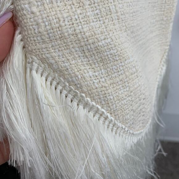Alexis Ivory Fringed Tatum Tweed Wide Leg Pants Womens Small - Picture 13 of 16